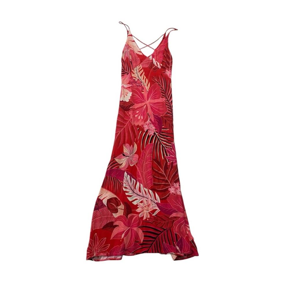 Farm Rio xs Philipa maxi dress Tropical Red Pink women's party Hawaiian resort - Picture 3 of 12